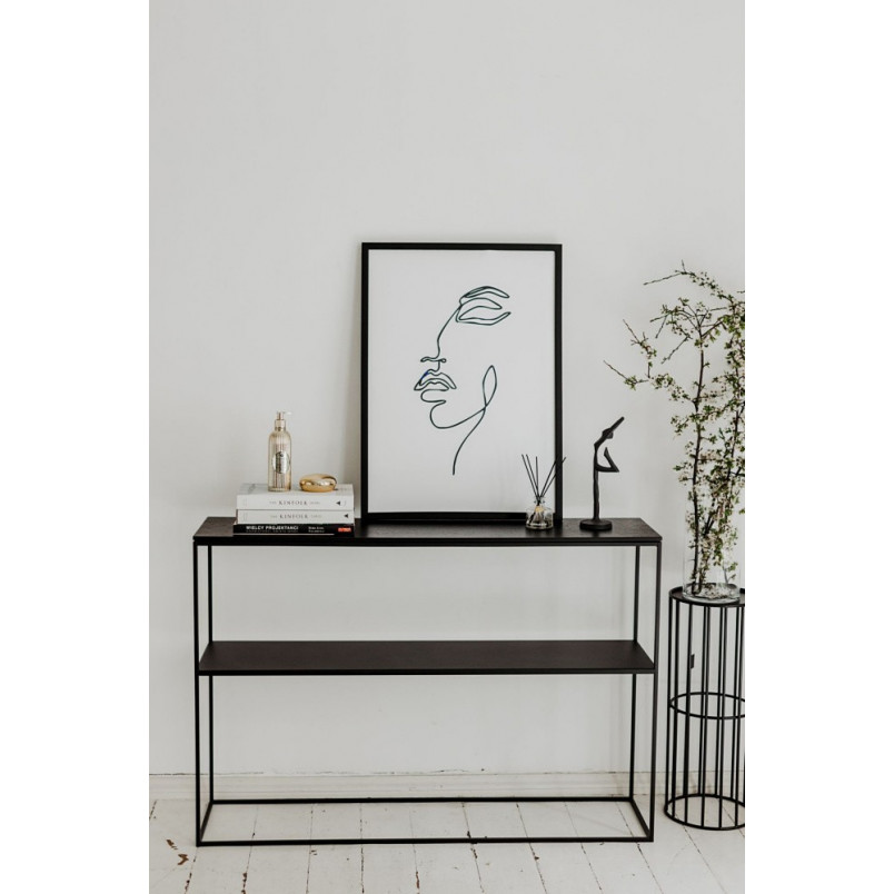 Konsola industrialna Stam | Nordifra - 115x28cm, dąb czarny