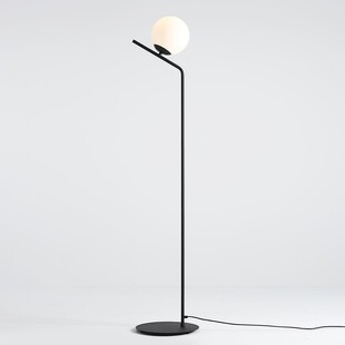 Lampa podłogowa szklana kula Gallia biało-czarna Aldex