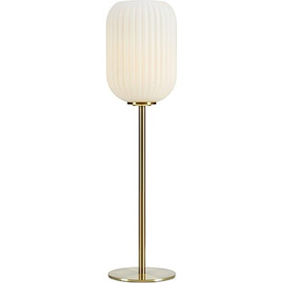 Lampa stołowa szklana Cava biało-miedziana | Markslojd