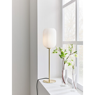 Lampa stołowa szklana Cava biało-miedziana | Markslojd