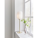 Lampa stołowa szklana Cava biało-miedziana | Markslojd