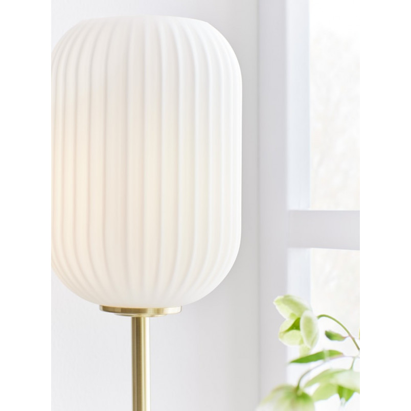 Lampa stołowa szklana Cava biało-miedziana | Markslojd