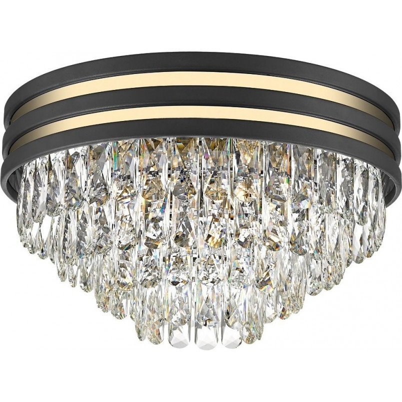Plafon glamour Naica 46cm | Kryształowy, czarny/złoty ZumaLine