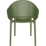 Krzesło ażurowe z podłokietnikami Sky Pro oliwkowe Siesta na taras, balkon i do ogrodu