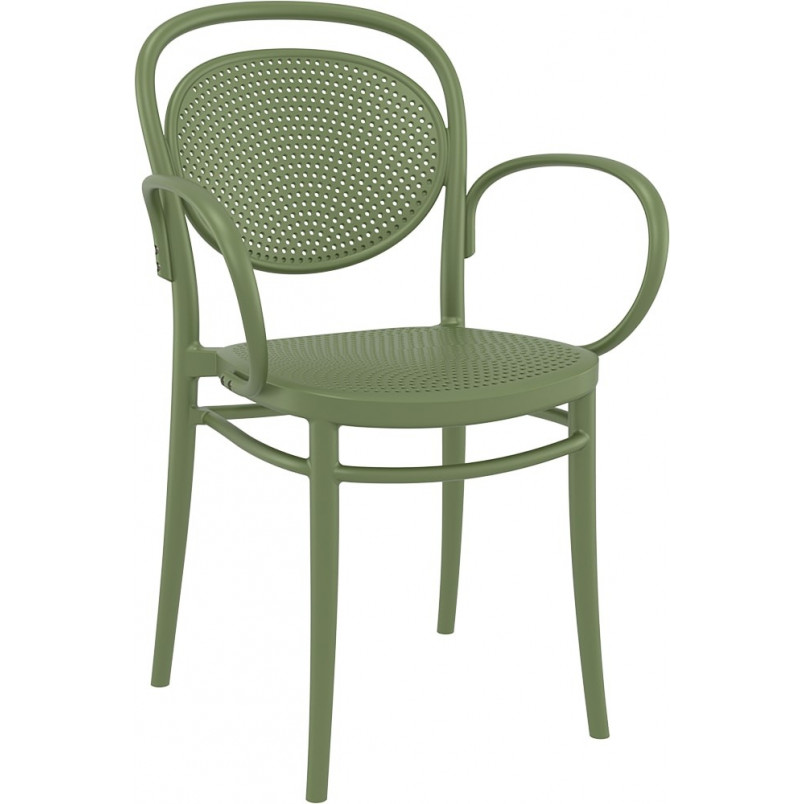 Krzesło ażurowe z podłokietnikami Marcel XL oliwkowe Siesta na taras, balkon i do ogrodu