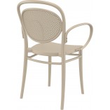 Krzesło ażurowe z podłokietnikami Marcel XL beżowe Siesta na taras, balkon i do ogrodu