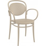Krzesło ażurowe z podłokietnikami Marcel XL beżowe Siesta na taras, balkon i do ogrodu