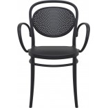 Krzesło ażurowe z podłokietnikami Marcel XL czarne Siesta