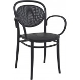 Krzesło ażurowe z podłokietnikami Marcel XL czarne Siesta na taras, balkon i do ogrodu