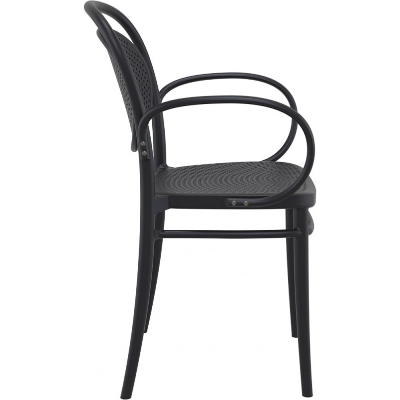 Krzesło ażurowe z podłokietnikami Marcel XL czarne Siesta