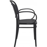 Krzesło ażurowe z podłokietnikami Marcel XL czarne Siesta na taras, balkon i do ogrodu