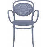 Krzesło ażurowe z podłokietnikami Marcel XL ciemno szare Siesta na taras, balkon i do ogrodu