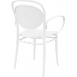 Krzesło ażurowe z podłokietnikami Marcel XL białe Siesta na taras, balkon i do ogrodu