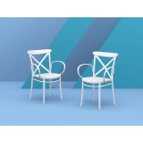 Krzesło plastikowe z podłokietnikami Cross XL oliwkowe Siesta na taras, balkon i do ogrodu