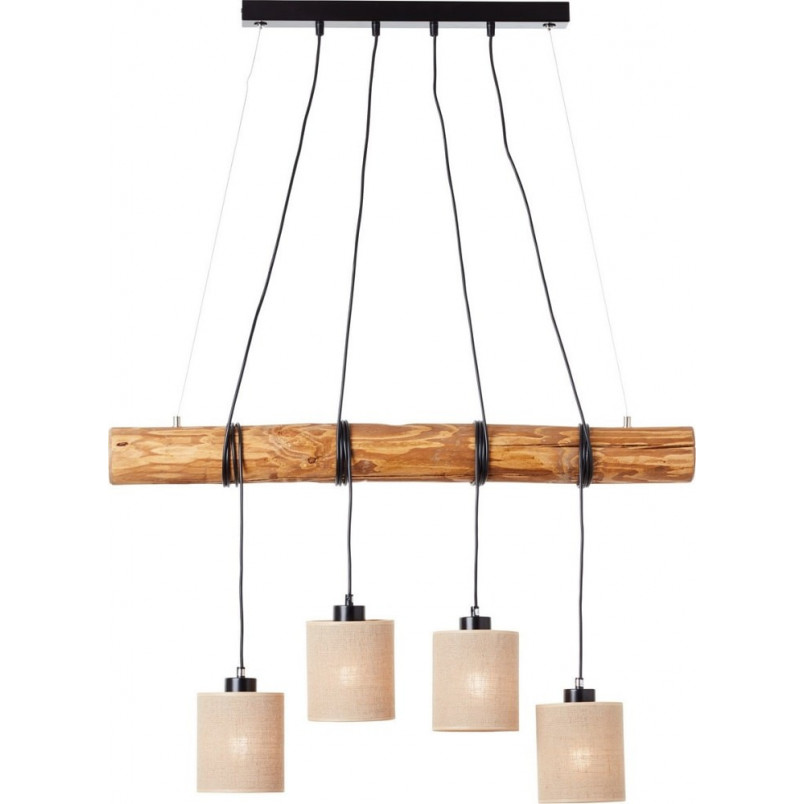 Lampa wisząca Vander IV - drewno jasne, czarne abażury | Brilliant