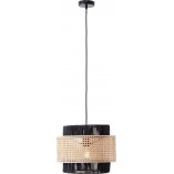 Lampa wisząca rattanowa Arles - czarna, drewniana | Brilliant