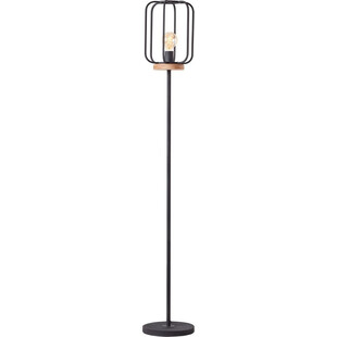 Lampa podłogowa druciana Tosh ciemne drewno / czarny Brilliant