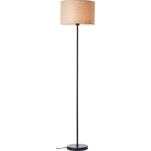 Lampa podłogowa z abażurem Romm 38 jasne drewno / czarny Brilliant