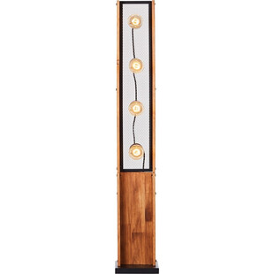Lampa podłogowa drewniana Calandra ciemne drewno / czarny Brilliant