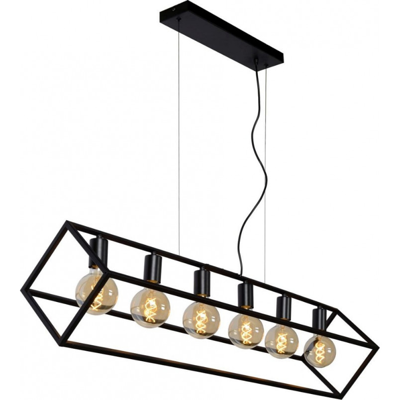 Lampa Wisząca Fabian VI Czarna | Lucide - Loftowa Klatka