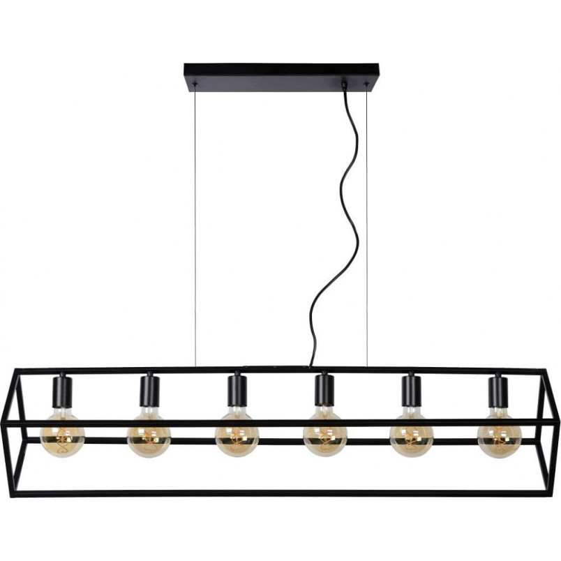 Lampa Wisząca Fabian VI Czarna | Lucide - Loftowa Klatka