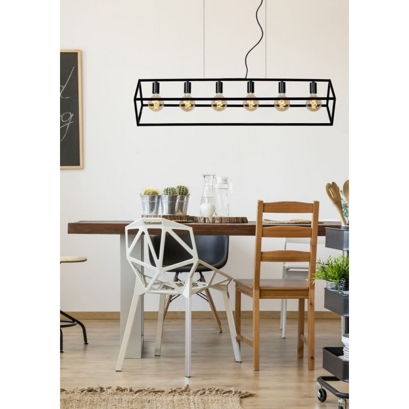 Lampa Wisząca Fabian VI Czarna | Lucide - Loftowa Klatka
