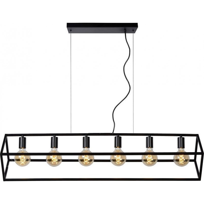 Lampa Wisząca Fabian VI Czarna | Lucide - Loftowa Klatka