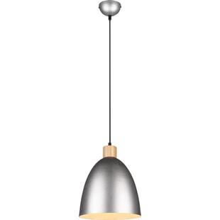 Lampa wisząca loft Reality Jagger | Srebrna z drewnem - Kup teraz!