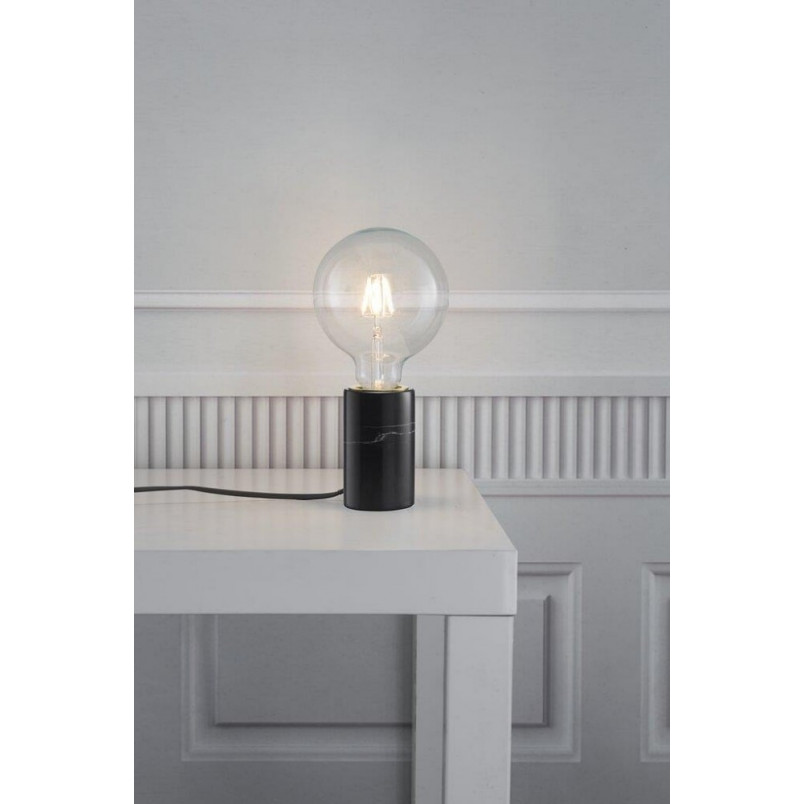 Lampa stołowa czarna Nordlux Siv | Marmurowa podstawa