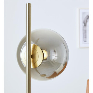 Lampa podłogowa szklana kula Dione szkło dymione / mosiądz Markslojd