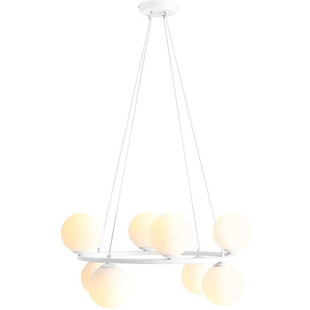Lampa wisząca szklane kule Krone VIII 68cm biała Aldex