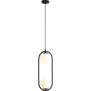 Lampa wisząca Riva Black - 2 kule szklane | Aldex