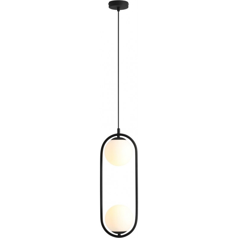 Lampa wisząca Riva Black - 2 kule szklane | Aldex