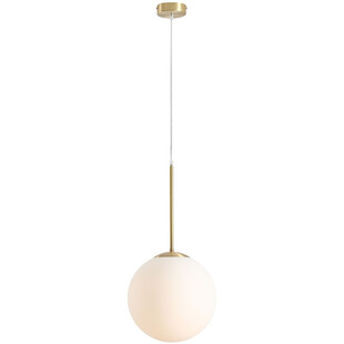 Lampa wisząca szklana kula Bosso 30cm biało-mosiężna Aldex