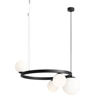 Lampa wisząca szklane kule Garda Black Ring IV 73cm biało-czarna Aldex