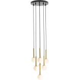 Lampa Wisząca Riu VII - Szkło, Czarno-Mosiężna | Aldex