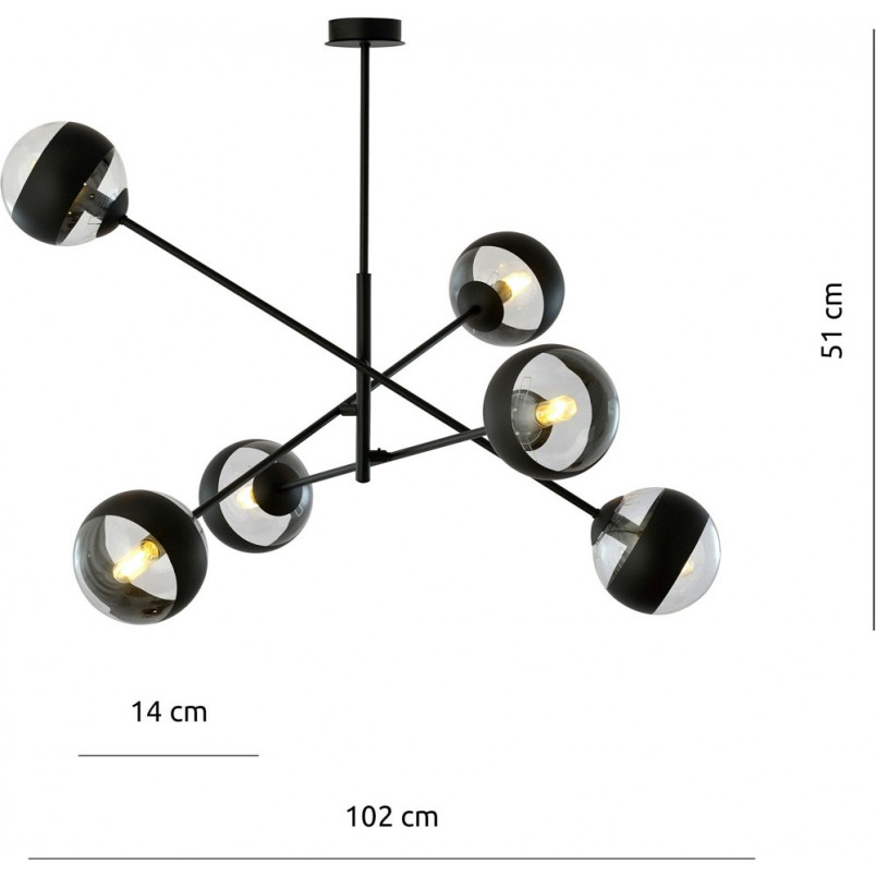 Lampa sufitowa Emibig Linear Stripe VI | Szkło, 6 punktów