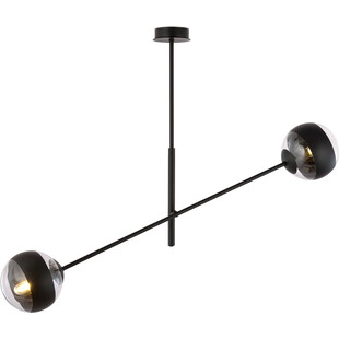 Lampa sufitowa 2 szklane kule Linear Stripe 102cm przezroczysto-czarna Emibig