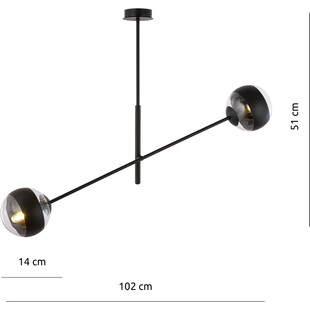 Lampa sufitowa Emibig Linear Stripe | 2 szklane kule