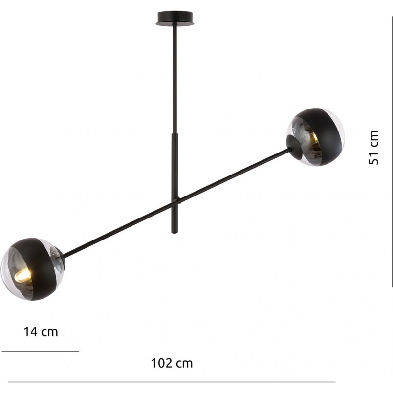 Lampa sufitowa Emibig Linear Stripe | 2 szklane kule