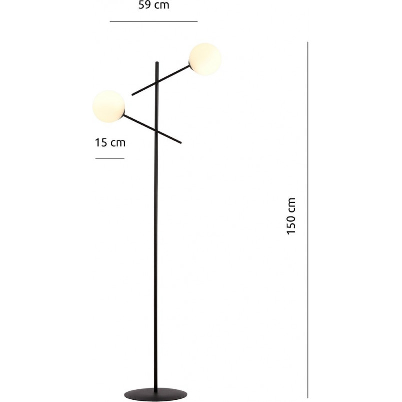 Lampa podłogowa Linear Emibig - Szklane kule, czarny