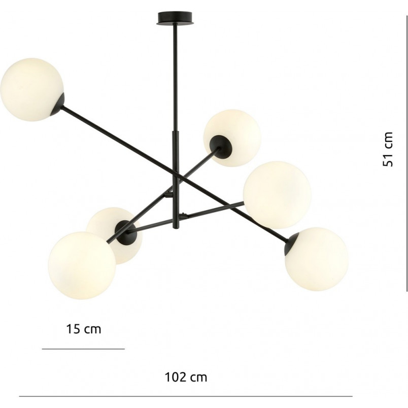 Lampa sufitowa Linear VI Emibig | Szklane kule, 102cm
