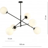 Lampa sufitowa Linear VI Emibig | Szklane kule, 102cm