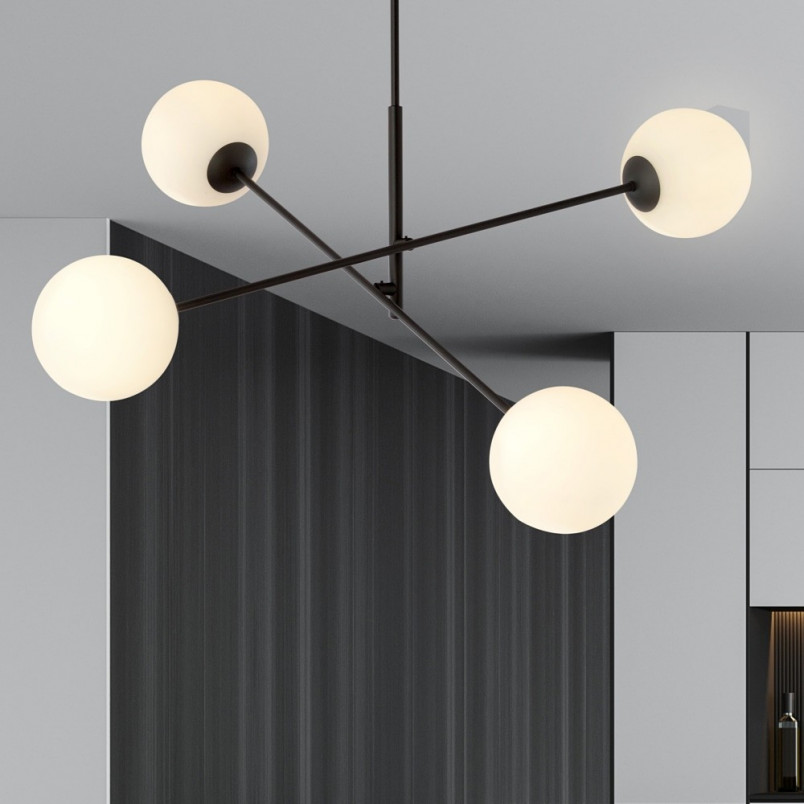Lampa sufitowa Linear IV Emibig - Szklane kule, biało-czarna