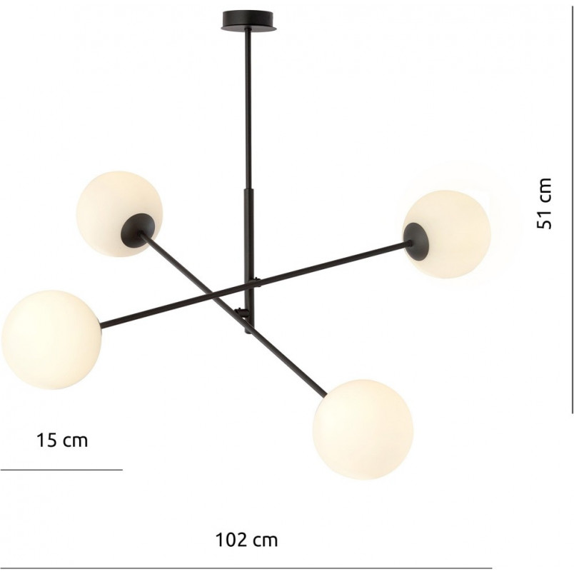 Lampa sufitowa Linear IV Emibig - Szklane kule, biało-czarna
