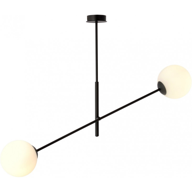 Lampa sufitowa LINEAR Emibig | 2 szklane kule, biało-czarna