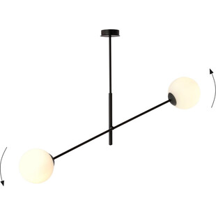 Lampa sufitowa LINEAR Emibig | 2 szklane kule, biało-czarna