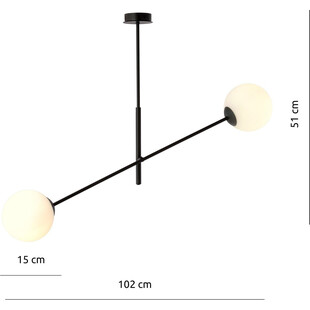 Lampa sufitowa LINEAR Emibig | 2 szklane kule, biało-czarna