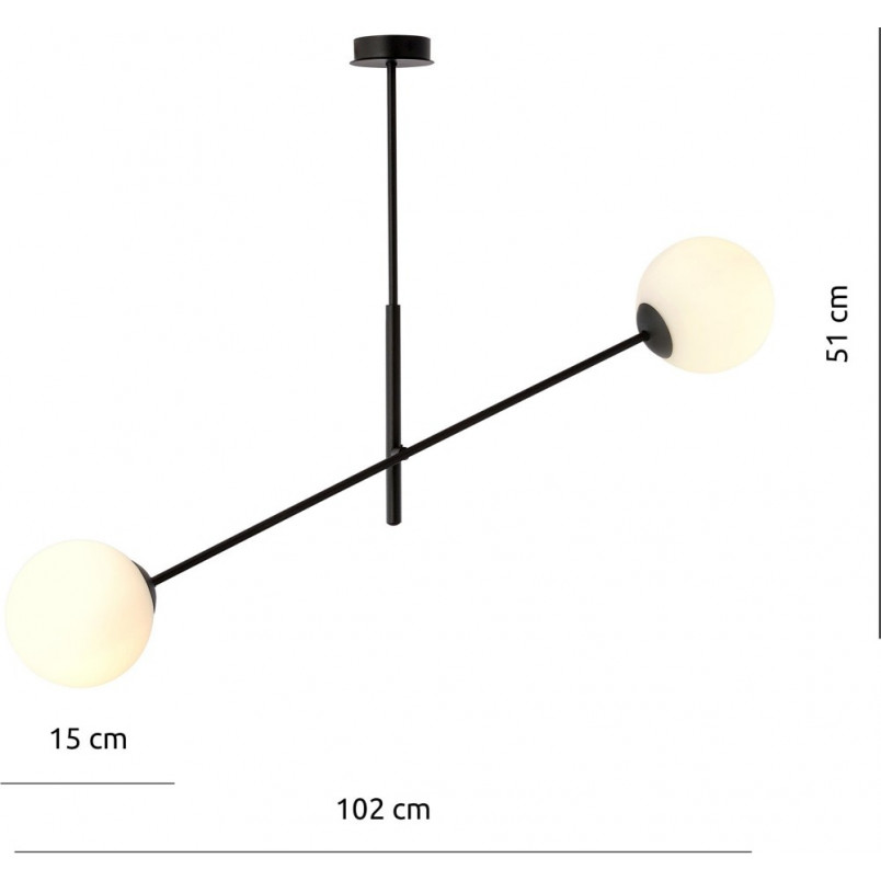 Lampa sufitowa LINEAR Emibig | 2 szklane kule, biało-czarna