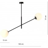 Lampa sufitowa LINEAR Emibig | 2 szklane kule, biało-czarna